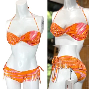 NWT $640 MISSONI FRINGE BIKINI IT 40 Tie Dye Print Boho DESIGNER Striped 2 Piece - Picture 1 of 7