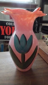 Vintage UNIQUE Kosta Boda Ulrica Hydeman-Vallien Hand Painted Signed Glass Vase - Picture 1 of 7