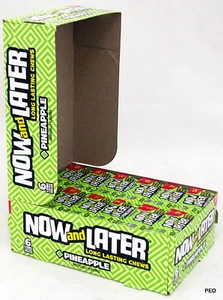 Now and Later Pineapple Candy Chews 6 Piece 24 Count Bars Bulk Taffy Candies - Picture 1 of 9