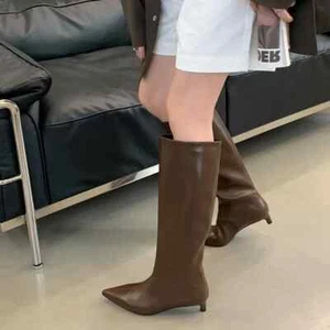 Sexy kniehohe Stiefel Street Style spitz zulaufend dünn niedrige Absätze Freizeit Party Schuhe - Bild 1 von 20