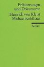 Michael Kohlhaas. Erluterungen und Dokumente. by Hag... | Book | condition good