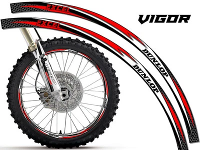 SENGE GRAPHICS INC. VIGOR DIRT BIKE RIM PROTECTORS CHOOSE YOUR SIZE DIRTBIKE DECALS STICKERS DECO
