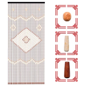 Bamboo Curtain Insect Screen Beaded Curtain Thread Curtain Wood Door Curtain Decor - Picture 1 of 12