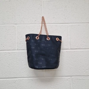 Kenzo Perfume Bucket Bag Handbag Black Embossed Synthetic Rose Gold Hardwear - Picture 1 of 11