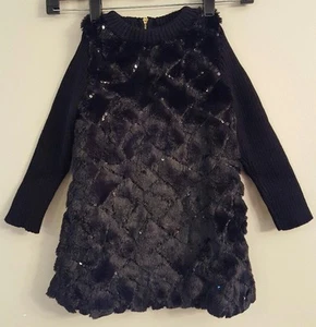 NWT FABULOUS FURS Girl's Faux Fur Sequin Dress XXS (2-3 Year Old) Black #16894 - Picture 1 of 4