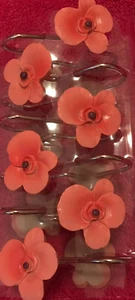Juego de 12 ganchos para cortina de ducha rosa flor de hibisco ¡NUEVO! - Imagen 1 de 6