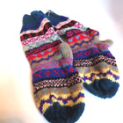 Hand Knitted Fair Isle Knit Long Socks Wool New Fits 9 Mid Calf
