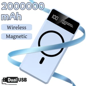 Wireless 2000000mAh Thin Power Bank Magnetic Suction Fast Charging Portable 2USB - Picture 1 of 14