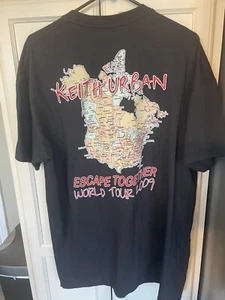 Keith Urban Escape Together 2009 World Tour Concert T-Shirt Black 2XLMap Cities - Picture 1 of 3
