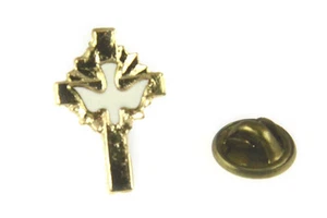 6030095 Christian Cross Lapel Pin Holy Spirit Dove Pin Tie Tack Religious Church - Picture 1 of 1