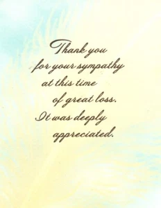 Blue & White Feather Thank You Expression of Sympathy Hallmark Cards - Set of 8 - Picture 1 of 2