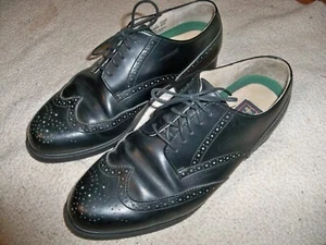 Barrington Brogue Wing Tips Black Leather Men's Dress Shoes 11EE - NICE - Picture 1 of 10