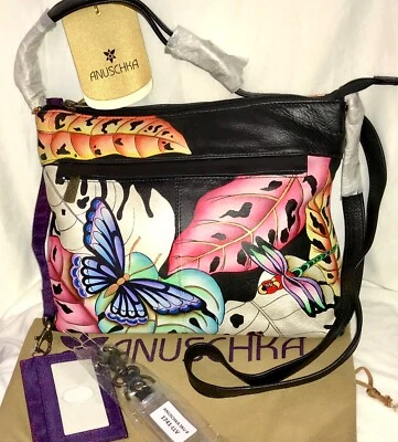 ANUSCHKA NWT🦋Top Zip Crossbody Bag+Organizer Wallet-LOVELY LEAVES 7240-LLV - Image 1 of 4