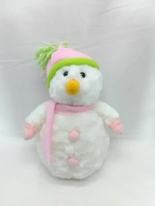Aurora World Schneemann Plüsch weich weiß mit rosa Mütze Schal Fäustlinge 12 Zoll - Bild 1 von 8