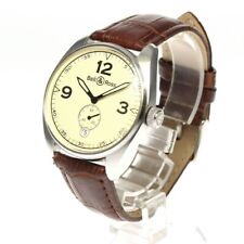 Bell & Ross BR123 Date Automatic Men's Round Small Second Beige Leather Band