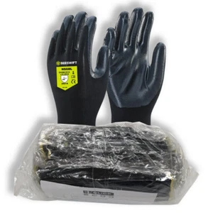 Click Nitestar Black Half Coated Nitrile Gloves - Picture 1 of 3