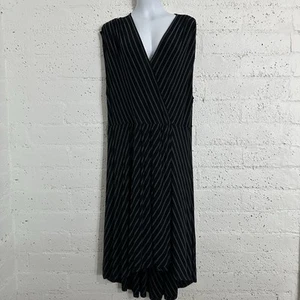 Pure Energy Womens Plus Dress 3X Black Midi Sleeveless V Neck Rayon Stretch AI14 - Picture 1 of 7