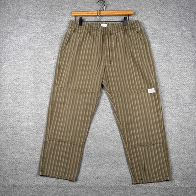 Calça RVCA Masculina Média M Listrada Verde Novo Ajuste Amanhecer Cordão 32x25 - Imagem 1 de 4