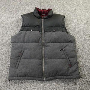 Woolrich Vest Mens XL Gray Black Wool Down Zip Puffer Jacket Coat Outdoor Hiking - Picture 1 of 10