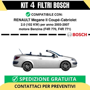KIT BOSCH 4 Filtri tagliando per RENAULT Megane II Coupé-Cabriolet 2.0 102 kw... - Imagen 1 de 2