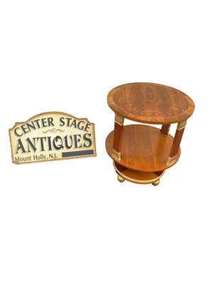 65467     Round Banded  Burled Mahogany Lamp Table Stand - Изображение 1 из 4