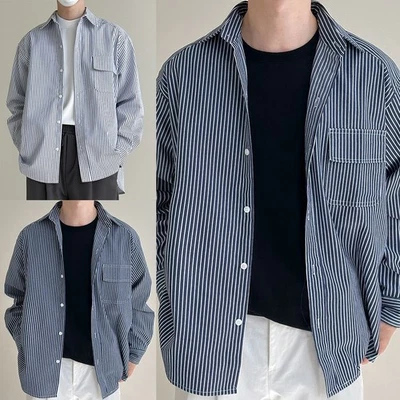 Comfortable Mens Casual Tops featuring Vertical Stripes for All Occasions - Image 1 of 4