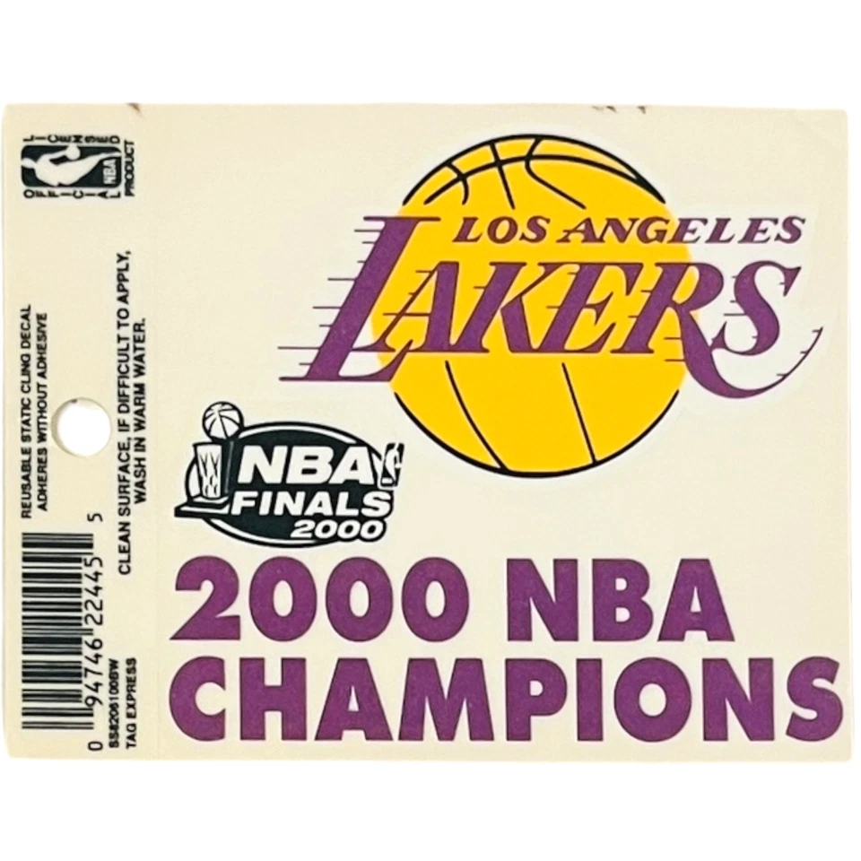 Calcomanía reutilizable Los Angeles Lakers Static Cling 2000 campeones de la NBA Shaq Kobe Foto 1 de 2