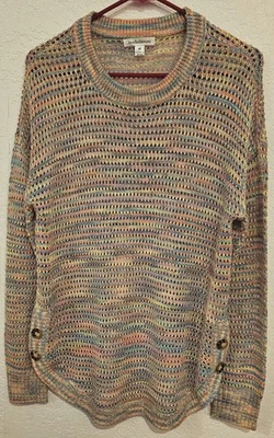 John Paul Richard Multicolor Marled Knit Tunic Pullover Side Button M - Image 1 of 4