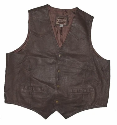 Juan F. Gee- Hombre Chaleco de Cuero / En Dkl Braun Liso Talla 60-62 - Imagen 1 de 2