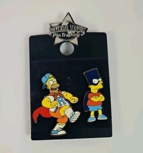 New Universal Studios The Simpsons Bart Bartman Homer Superhero 2 Pin Set - Picture 1 of 2