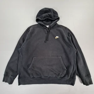 Nike Herren Hoodie Schwarz Large Club Fleece Gold Logo Pullover - Bild 1 von 11