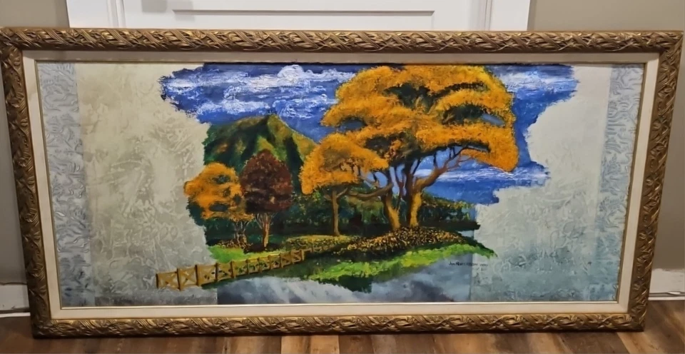 BEYOND THE PATH oil Painting Signed And  Framed Oil On Canvas Matte  - Image 1 of 3