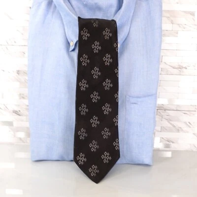 Corbata de cuello Giorgio Armani para hombre negra geométrica seda lujo gótico punk emo Italia Foto 1 de 4