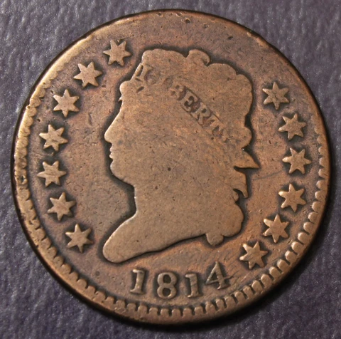 1814 Large Cent Good/Near Good Cleaned............Lot 8528 Cover