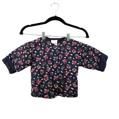 De Colección Años 90 Laura Ashley Bebé Niñas 12-18M Polar Floral Chaqueta Azul Rojo Cárdigan Foto 1 de 4