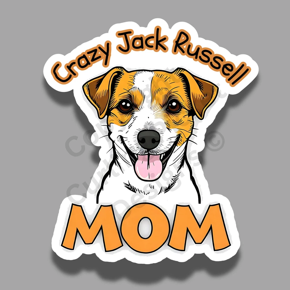 Crazy Jack Russell Mom Dog Breed Cute Funny 3" Vinyl Sticker - Image 1 of 1