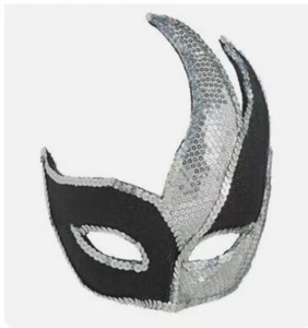 New Black And Silver Sequin Swish Noble Eye Mask Costume Accessory, Masquerade - Picture 1 of 5