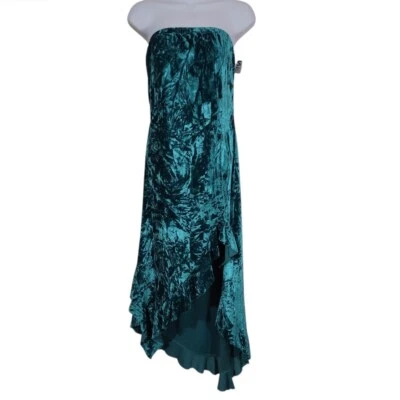 Velvet Strapless Midi Night Out Dress Womens Size XL Emerald Green - Image 1 of 4