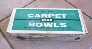 Nylex Vintage Carpet Bias Bowls Australian Made Indoor CARPET Bowls SET BOXED - Picture 1 of 3