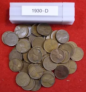 1930-D Lincoln Wheat Cent Penny 50 Münzrolle zirkuliert - Bild 1 von 4