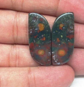Blood Stone Cabochon Fancy Shape Pair 29.85 ct Natural Loose Gemstone J  760 - Picture 1 of 5