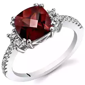 Checkerboard Red Ruby & White Moissanite In Real 950 Platinum Fabulous Fine Ring - Picture 1 of 7