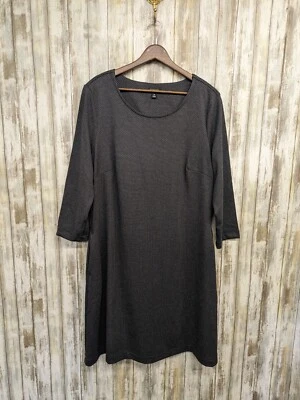 Nicole Miller Black Grey Shift Dress 3/4 Sleeve Side Pockets XL - Image 1 of 4