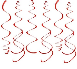 36-Piece Red Swirl Hanging Decorations Ceiling Streamers for Wedding Party - Picture 1 of 6