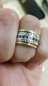 Spinner ring woman & man Israeli Hebrew Blessing Ring with Quotes Silver Gold - Picture 1 of 2