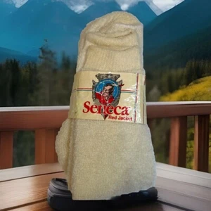 VTG Seneca Red Jacket Wool Blend Socks Mens Size 12 USA NEW Cream THICK 70s 80s - Picture 1 of 8