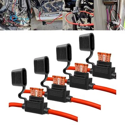 4x Fuse Inline Fuse Holder Waterproof 10 Gauge for Motorcycles Car RV - Image 1 of 4