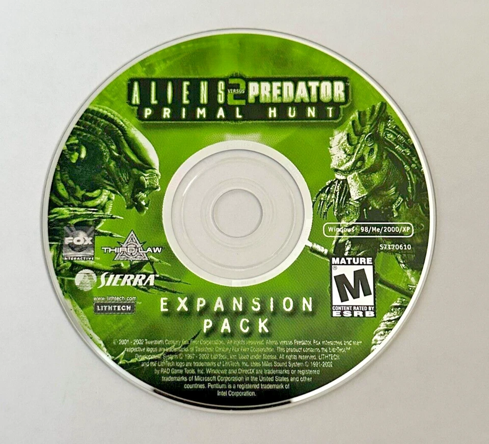 Aliens Versus Predator 2 Primal Hunt Expansion Pack (PC, 2002) Disc Only - Image 1 of 1