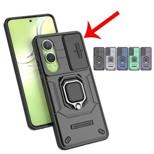 For OnePlus Nord CE4 Lite, Hybrid Armor Slide Camera Cover Magnetic Ring Case - Picture 1 of 17