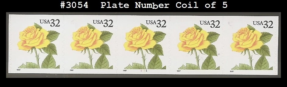 USA3 #3054 MNH PNC5 Pl #1111 Yellow Rose s/a - Image 1 of 1